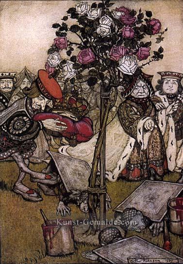 Alice im Wunderland Die Queens Croquet Boden Illustrator Arthur Rackham Ölgemälde
